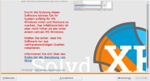 Abbildung 2: Unübersehbar: Bei der Installation von Windows-Anwendungen warnt Solydx vor möglichen Sicherheitsproblemen.