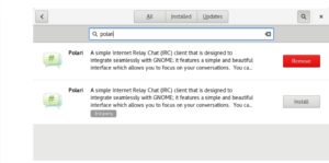 Abbildung 3: Fedora bietet in Gnome Software verschiedene Apps im nativen Format und als Flatpak an &ndash; hier beispielsweise Polari, wobei die Software den Flatpak als <span class="ui-element">3rd party</span> kennzeichnet.