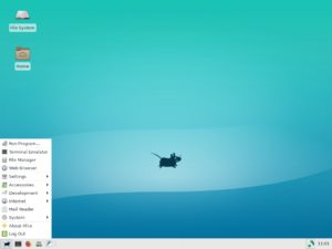 Abbildung 3: Für die vier besonders wichtigen Anwendungen XFCE Terminal, Firefox, GParted und FeatherPad finden Sie links unten im Panel Schnellstartsymbole.