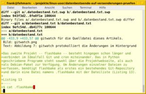 Abbildung 3: Änderungen zwischen zwei Versionen lassen sich mit Gitdiff sichtbar machen.