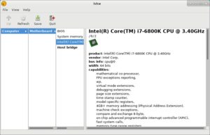 Abbildung 4: Hier hat Lshw unter anderem einen Intel-Prozessor erkannt. Alle schwarz eingefärbten Begriffe auf der linken Seite lassen sich doppelklicken, um an weitere Informationen zu gelangen.