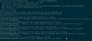 Abbildung 6: Die Installation des Spotify-Client als Flatpak l&auml;dt inklusive einer Runtime &uuml;ber 300&nbsp;MByte herunter. Das Paket im DEB-Format hat eine Gr&ouml;&szlig;e von rund 40&nbsp;MByte.