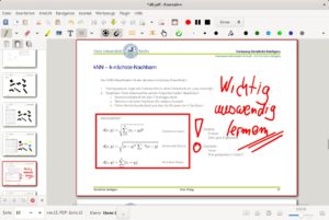 Abbildung 6: Gibt es ein PDF zum Vortrag, erlaubt Xournal++, es als Hintergrund zu verwenden. So tragen Sie Ihre Notizen direkt in die Folien ein.