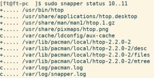 Abbildung 9: Der Befehl <code>snapper status</code> zeigt detailliert, was zwischen zwei Pre-Post-Snapshots geschah.