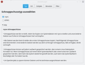 Abbildung 1: Im Reiter <span class="ui-element">Typ</span> w&auml;hlen Sie bei allen Dateisystemen au&szlig;er Btrfs die Methode <span class="ui-element">Rsync</span>.