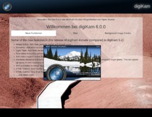 Abbildung 1: Der Startup-Bildschirm von Digikam 6.0. Einige der wichtigen Neuerungen fehlen in der Aufzählung.