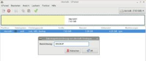 Abbildung 1: Mit Gparted lassen sich Datenträger schnell partitionieren und formatieren. Hier erhält die neue Partition ein Label.
