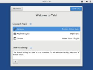 Abbildung 1: Beim Start von Tails gilt es, einige Anpassungen vorzunehmen.