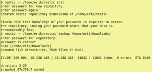 Abbildung 1: Restic zeigt sich auch beim Backup auskunftsfreudig.