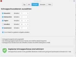 Abbildung 3: Im Reiter <span class="ui-element">Zeitplan</span> legen Sie fest, zu welchem Zeitpunkt Timeshift Snapshots anlegt und wie viele es vorh&auml;lt.