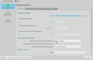 Abbildung 3: Unter KDE definieren Sie fein abgestuft, wie sich die Bildschirmhintergrundbeleuchtung bei Netz- und Akkubetrieb beziehungsweise Stromknappheit verh&auml;lt.