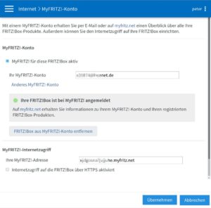 Abbildung 6: Beim MyFritz-Dienst des Fritzbox-Herstellers AVM handelt es sich im Kern um einen sogenannten DynDNS-Dienst, dessen Domain-Name (unter <span class="ui-element">Ihre MyFritz-Adresse</span>) auch bei wechselnder IP immer auf Ihre Fritzbox verweist.
