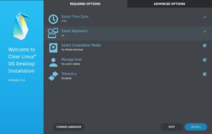 Abbildung 2: Der Clear Installer 2.0.6 bietet im Gegensatz zur vorherigen, textbasierten Installationsroutine eine grafische Oberfläche. Unter den fortgeschrittenen Optionen lässt sich der (standardmäßig eher kleine) Software-Bestand aufstocken.