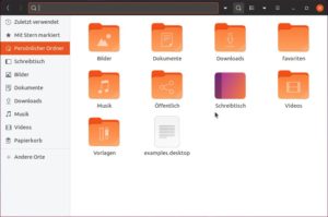Abbildung 2: Die Ubuntu-Unart, den Gnome-Dateimanager in veralteten Versionen auszuliefern, geh&ouml;rt der Vergangenheit an: Das zeigt das aktuelle Nautilus&nbsp;3.32 mit elegant in die Fensterleiste integriertem Suchfeld und der <span class="ui-element">Mit Stern markiert</span>-Funktion.