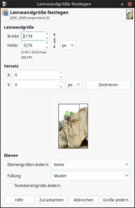 Abbildung 3: Im Dialog zur Erweiterung der <span class="ui-element">Leinwandgr&ouml;&szlig;e</span> l&auml;sst sich zus&auml;tzliche Bildfl&auml;che hinzuf&uuml;gen, ohne die Bildpixel gr&ouml;&szlig;er zu skalieren.