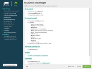 Abbildung 4: Vorbildlich: Der OpenSuse-Installer sagt vor der eigentlichen Installation noch einmal klar und deutlich, was er zu tun beabsichtigt.