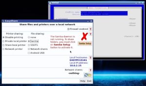 Abbildung 5: Das Einrichten des Netzwerks übernimmt das Curses-basierte Werkzeug Nmtui, über <span class="ui-element">EasyShare</span> richten Sie das Print- und Filesharing ein.