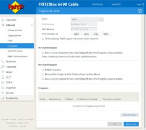 Abbildung 6: In der Fritzbox w&auml;hlen Sie den Rechner f&uuml;r die Port-Freigabe anhand seines Netzwerknamens, statt per Hand die IP-Adresse einzugeben.