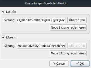 Abbildung 6: Das Scrobbler-Modul synchronisiert die Metadaten der abgespielten Lieder mit Libre.fm oder Last.fm.