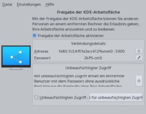 Abbildung 8: Sofort nach seinem Start gibt das Programm Krfb den Desktop frei.