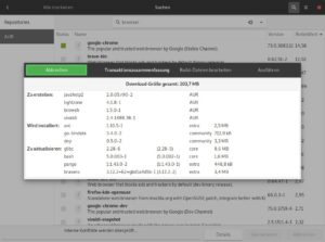 Abbildung 8: Pamac informiert Sie bei der Installation dar&uuml;ber, woher ein Paket stammt. Achten Sie darauf, &uuml;ber einen Klick auf den Schalter <span class="ui-element">Build-Dateien bearbeiten</span> in der Fensterleiste die PKGBUILD-Dateien zu &uuml;berpr&uuml;fen.