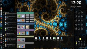 Abbildung 9: Kein anderer Linux-Desktop l&auml;sst sich so umfassend und flexibel konfigurieren wie KDE Plasma: Hier handelt es sich um OpenSuse, angereichert mit einer Sidebar, einem Kachelmen&uuml; und weiteren Widgets.