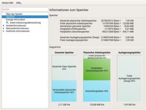 Abbildung 1: Die Rubrik <span class="ui-element">Speicher</span> des KDE-Infozentrums analysiert die gegenw&auml;rtige RAM-Belegung und l&auml;sst erkennen, ob das System wegen Speicherknappheit bereits Daten auf die Festplatte auslagern musste.