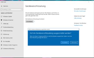 Abbildung 2: Je nach Windows-Version muss entweder die Geräteverschlüsselung oder Bitlocker deaktiviert werden, um Platz für weitere Partitionen zu schaffen.