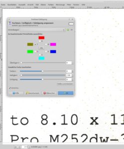 Abbildung 2: In Gimp k&ouml;nnen Sie die "Yellow Dots" nach entsprechender Bildanpassung mit blo&szlig;em Auge erkennen.