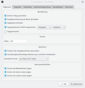 Abbildung 2: Über den Einstellungsdialog lässt sich die Oberfläche im Detail gestalten. Wer möchte, der blendet Menüleisten und Dialoge permanent im Anwendungsfenster ein.