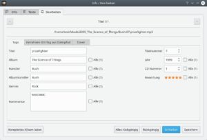 Abbildung 2: Sayonara bringt einen integrierten ID3-Tag-Editor mit, mit dem sich die Metadaten wie Künstler, Titel oder Genre ändern lassen.