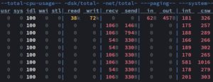 Abbildung 3: Das relativ neue Kommandozeilen-Tool Dstat bietet schon in der Basiskonfiguration ohne Aufrufparameter wichtige Einsichten zur aktuellen Systemlast.