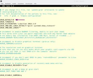 Abbildung 4: In der Konfigurationsdatei für den Bootloader Grub legen Sie fest, welches Betriebssystem beim Start automatisch hochfährt.
