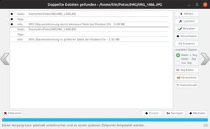 Abbildung 4: Hier m&ouml;chte Mediapurge die Datei <code>IMG_1499.JPG</code> l&ouml;schen, weil sie inhaltlich mit dem Foto <code>IMG_1465.JPG</code> &uuml;bereinstimmt.