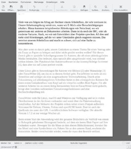 Abbildung 5: Beißen Sie gerade schwer an ein paar Zeilen oder einem Absatz, lässt sich der Rest des Texts ausgegraut in den Hintergrund rücken.