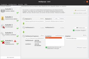 Abbildung 5: Mit diesen Einstellungen schiebt Mediapurge die Fotosammlung ins Verzeichnis <code>/home/tim/Backup/</code>.