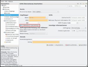 Abbildung 5: Wer ein &Uuml;berweisungsformular ausf&uuml;llen kann, kommt auch mit der &Uuml;berweisungsfunktion in Hibiscus zurecht &ndash; zumal die Software verwendete IBANs im Adressbuch speichert, die BIC selbst ermittelt und vor ung&uuml;ltigen IBANs warnt.