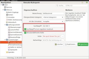 Abbildung 6: Auf Basis von Schlagw&ouml;rtern oder regul&auml;ren Ausdr&uuml;cken weist Hibiscus Kontobewegungen automatisch einer bestimmten Umsatzkategorie zu.