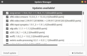 Abbildung 8: Aktualisierungen installieren Sie in GhostBSD ebenfalls bequem grafisch.