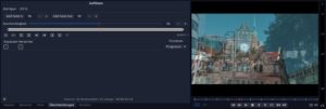 Abbildung 10: Hier gibt es ganz links und ganz rechts einen Keyframe. Die passende <span class="ui-element">Durchsichtigkeit</span> dazwischen berechnet Flowblade. In der Mitte ist folglich das obere Video nur halbtransparent, mit einer Durchsichtigkeit von <span class="ui-element">53</span>.