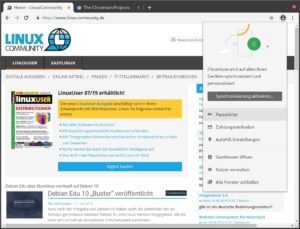 Abbildung 1: Chromium ist die Open-Source-Version von Googles Chrome-Browser. Das Programm integriert jedoch weiterhin viele Google-Funktionen wie etwa die Synchronisation &uuml;ber das Google-Konto.