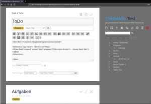 Abbildung 1: Mit etwas Einarbeitung lässt sich TiddlyWiki durch die bereits integrierte Programmlogik auch für Laien relativ leicht erweitern.