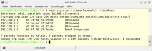 Abbildung 2: Ein ARP-Scan listet alle Ger&auml;te im Netzwerk mit IP- und MAC-Adresse auf.