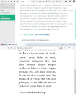 Abbildung 3: Zettlr platziert Fußnoten am Ende der Seite. Es handelt sich um Links, die auf eine Stelle innerhalb derselben Seite zeigen.