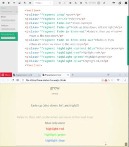 Abbildung 4: Für Präsentationen steht die Klasse <code>fragment</code> bereit, mit der Sie den Text formatieren.