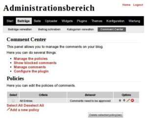 Abbildung 6: Das Plugin Comment Center r&uuml;stet eine Moderationsfunktion f&uuml;r Kommentare nach.