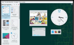 Abbildung 7: Miniprogramme, wie etwa eine Analoguhr oder ein CPU-Lastdiagramm, lassen sich unter KDE Plasma sowohl auf der Desktop-Fläche als auch auf den Leisten ablegen.