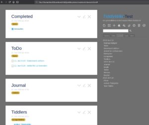 Abbildung 8: Wir haben TiddlyWiki unter anderem um eine To-do-Liste erweitert, die per Checkbox erledigte Aufgaben in den Tiddler <span class="ui-element">Completed</span> verschiebt.