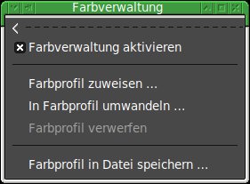 Abbildung 2: Das Men&uuml; f&uuml;r die Farbverwaltung enth&auml;lt nur eine handvoll, aber wichtige Funktionen.