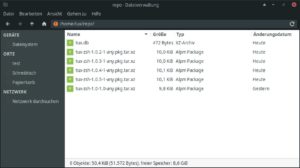 Abbildung 2: Ein Blick in den Ordner mit der eigenen Paketquelle. Alternativ lagern Sie Ihre Pakete auf einen Webserver aus, sodass die Paketquelle auch &uuml;ber das Internet zur Verf&uuml;gung steht.